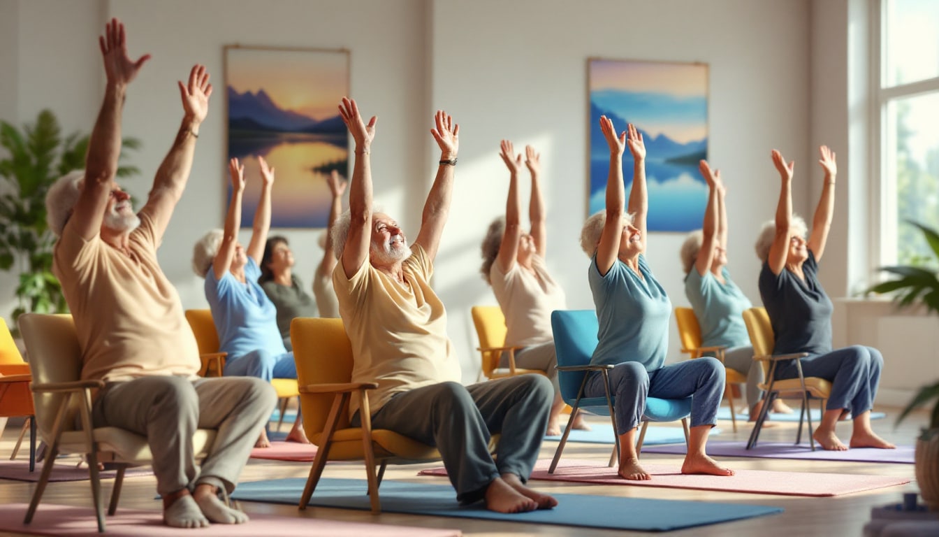 découvrez des exercices de fitness simples en fauteuil spécialement conçus pour les seniors. incluant des étirements d'échauffement, ces activités amélioreront votre flexibilité et votre bien-être tout en restant confortablement assis.